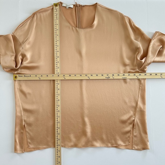 Vince 100% Silk Satin Bias Tee in Pecan | XL | NWT - Picture 6 of 12